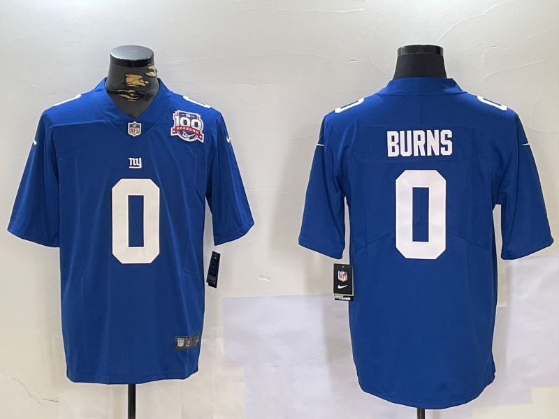 Men New York Giants #0 Burns Blue 2024 Nike Vapor Limited NFL Jersey style 5